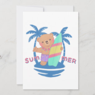 Convite Surfista de Urso de Teddy Summer no Havaí