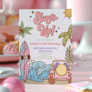 Convite Surfs! Festa de aniversário da parte traseira do C