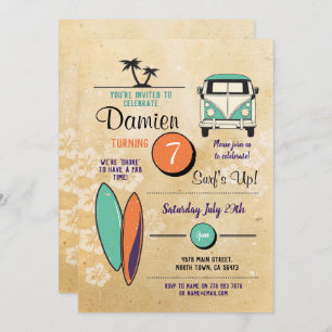 Convite Surfs Up! Festa de aniversário de surfe Conite Pal