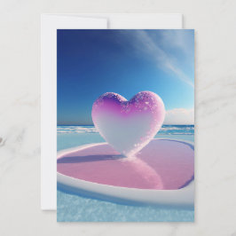 Convite Surge do Amor: Casamento Cardíaco das Ondas Românt