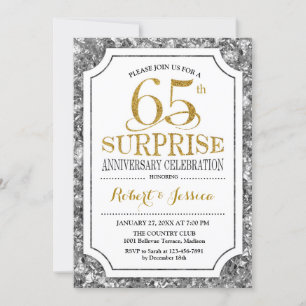 Convite Surpreenda 65º Aniversário de Casamento - Prata Do