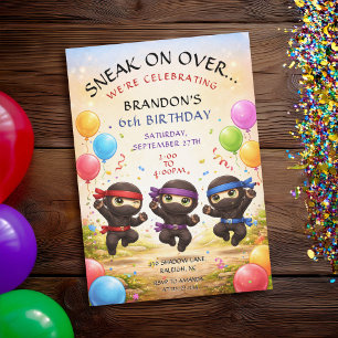 Convite Surpreenda Com Três Ninjas Festa de Aniversário de