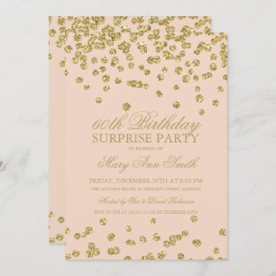 Convite Surpreenda confetes Dourados do brilho do 60th