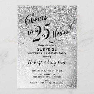 Convite Surpreenda no 25º Aniversário de Casamento - Prata