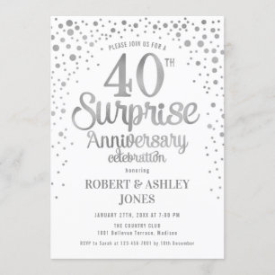 Convite Surpreenda no 40º Aniversário de Casamento - Prata
