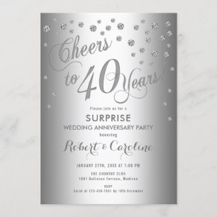 Convite Surpreenda no 40º Aniversário de Casamento - Prata