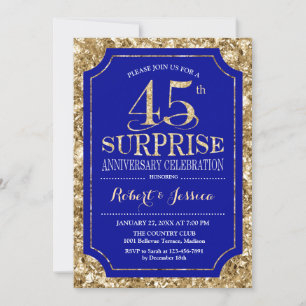 Convite Surpreenda no 45º Aniversário de Casamento - Azul