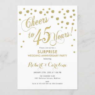 Convite Surpreenda no 45º Aniversário de Casamento - Branc