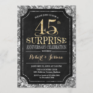 Convite Surpreenda no 45º Aniversário de Casamento - Prata