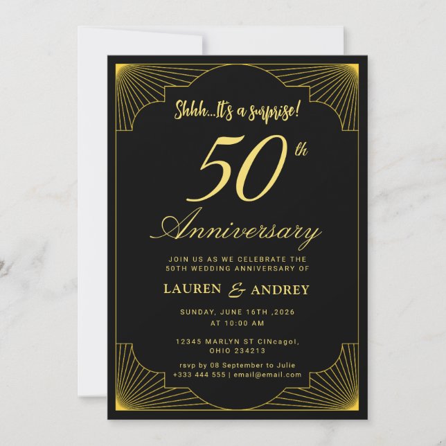 Convite Surpreenda no 50º Aniversário de Casamento (Frente)