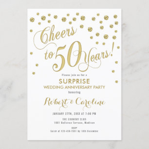 Convite Surpreenda no 50º Aniversário de Casamento - Branc