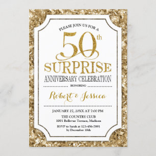 Convite Surpreenda no 50º Aniversário de Casamento - Ouro 
