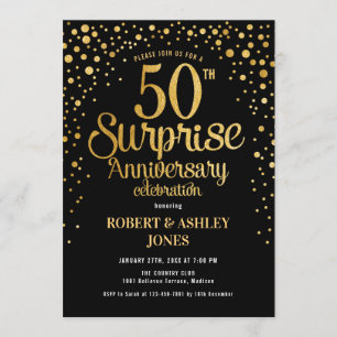 Convite Surpreenda no 50º Aniversário de Casamento - Preto