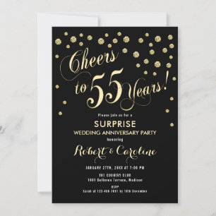 Convite Surpreenda no 55º Aniversário de Casamento - Preto