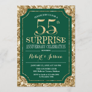 Convite Surpreenda no 55º Aniversário de Casamento - Verde