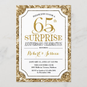 Convite Surpreenda no 65º Aniversário de Casamento - Ouro