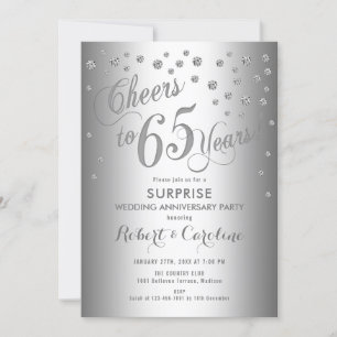 Convite Surpreenda no 65º Aniversário de Casamento - Prata