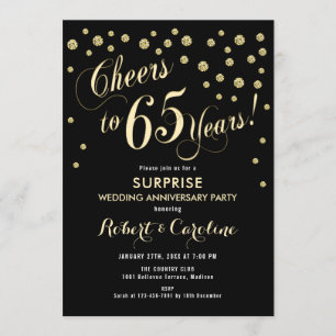 Convite Surpreenda no 65º Aniversário de Casamento - Preto