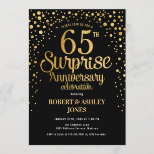 Convite Surpreenda no 65º Aniversário de Casamento - Preto