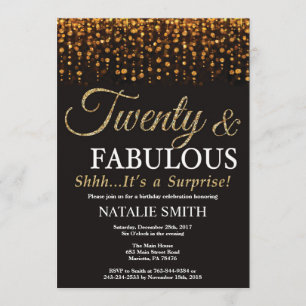 Convite Surpreenda o 20o aniversário vinte e o ouro