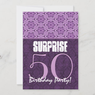 Convite Surpreenda o 50th aniversário LaceTemplate roxo 0