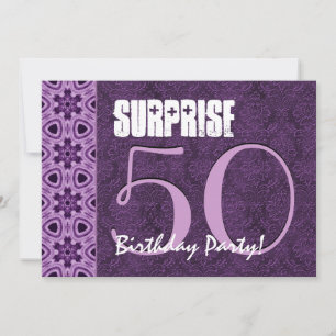 Convite Surpreenda o 50th aniversário LaceTemplate roxo 0
