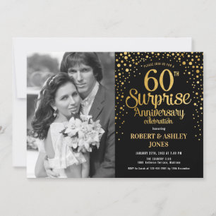 Convite Surpreenda o 60º Aniversário com Foto - Dourado Pr
