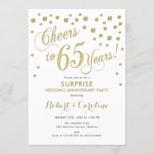 Convite Surpreendendo 65º Aniversário de Casamento - Branc