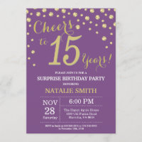 Surpresa 15 de Aniversário Roxo e Diamante Dourado