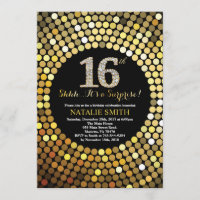 Surpresa 16.º Aniversário Preto e Dourado Brilhant