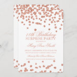 Convite Surpresa 18º Rosa de aniversário, Glitter Confetti<br><div class="desc">Elegant Surprise 18th Convite de aniversário com o motivo Rosa Dourado Glitter Confetti,  nome e data personalizados e texto adicional. Fácil de usar e fácil de personalizar.</div>