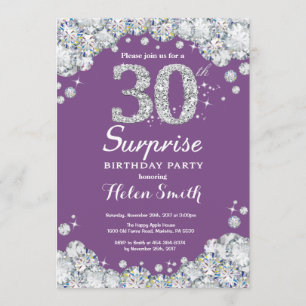 Convite Surpresa 20 de Aniversário Roxo e Diamante de Pra
