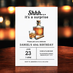 Convite Surpresa 40ª Festa de aniversário Whiskey Charuto