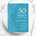 Convite Surpresa 50ª Festa de aniversário - Azul Claro Flo<br><div class="desc">Convite de festas de aniversário de 30 anos de Surpresa Floral Azul Claro. Design minimalista moderno com sotaques botânicos e letra de escrita tipográfica. Simples carta de convite feminina perfeita para uma festa surpresa na moda. Pode ser personalizado para qualquer idade. Impressos convites Zazzle ou download instantâneo de modelo digital....</div>