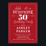 Convite Surpresa 50ª Festa de aniversário - Branco vermelh<br><div class="desc">Surpreenda o 50º Convite de aniversário. Design simples em vermelho escuro e branco. Apresenta uma fonte elegante de script. Celebração surpresa para homem ou mulher. Pode ser personalizado em qualquer idade!</div>