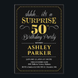 Convite Surpresa 50ª Festa de aniversário - Dourada negra<br><div class="desc">Surpreenda o 50º Convite de aniversário. Design simples em preto,  ouro e branco. Apresenta uma fonte elegante de script. Celebração surpresa para homem ou mulher. Pode ser personalizado em qualquer idade!</div>