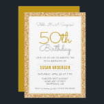 Convite Surpresa: 50ª Festa de aniversário Faux Dourada Gl<br><div class="desc">Este simples mas elegante Convite de aniversário Surpresa 50º apresenta uma borda falsa dourada. O texto personalizado permite adicionar os detalhes do convite.</div>