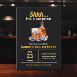 Convite Surpresa 50ª Festa de aniversário Whiskey Bourbon<br><div class="desc">Levante um copo para celebrar ao estilo com este Convite de aniversário de Whiskey Bourbon Adulto. Com uma design russa, mas sofisticada, inspirada em rótulos clássicos de uísque, este convite é perfeito para entusiastas de bons espíritos. Com uma tipografia ousada e tons ricos e terríveis, ele define o clima para...</div>