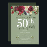 Convite Surpresa 50ª Rosa vermelha de Festa de aniversário<br><div class="desc">Esta design da 50ª Festa de aniversário apresenta flores de aquarela e tipografia personalizada. Que bela maneira de convidar seus convidados para esta ocasião especial.</div>