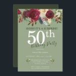 Convite Surpresa 50ª Rosa vermelha de Festa de aniversário<br><div class="desc">Esta design da 50ª Festa de aniversário apresenta flores de aquarela e tipografia personalizada. Que bela maneira de convidar seus convidados para esta ocasião especial.</div>