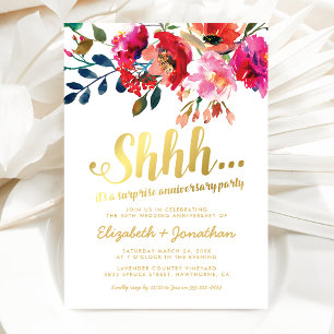 Convite Surpresa 50º Aniversário de Casamento Floral Elega