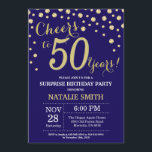Convite Surpresa 50º aniversário Marinho azul e Diamante D<br><div class="desc">Surpreenda o 50º Convite de Aniversário com Marinho Azul e Dourado Fundo Diamante Glitter. Dourado Confetti. Aniversário Adulto. Homens ou Mulheres Aniversário. Para mais personalização,  clique no botão "Personalizar" e use a ferramenta design para modificar este modelo.</div>