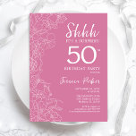 Convite Surpresa 50º aniversário - Rosa Floral<br><div class="desc">Surpresa Rosa Floral 50º Convite de Aniversário. A design feminina moderna minimalista apresenta sotaques botânicos e letra de script de tipografia. Simples cartão de convite floral perfeito para uma festa surpresa na moda.</div>