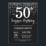 Convite Surpresa 50.º Aniversário Convocação Silver Glitte<br><div class="desc">Surpreenda o 50º Convite de Aniversário com Luzes de Cordas de Prata com Fundo de Glitter de Prata. Aniversário de Prata. Aniversário Adulto. Homens ou Mulheres no Dia Convidam. 13 15 16º 18º 20 21rua 30 40º 50º 60º 80 de 70 100º, qualquer idade. Para mais personalização, clique no botão...</div>