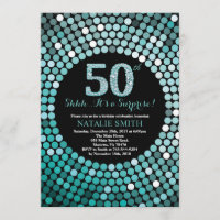 Surpresa 50.º Aniversário, Negra e Teal Glitter