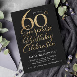 Convite Surpresa 60ª Celebração de Aniversário Preta e Dou<br><div class="desc">Surpresa 60.º convite para comemoração de aniversário</div>