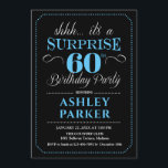 Convite Surpresa 60ª Festa de aniversário - Azul Preto<br><div class="desc">Surpresa 60º Convite de aniversário. Design simples em preto,  azul claro e branco. Apresenta uma fonte elegante de script. Celebração surpresa para homem ou mulher. Pode ser personalizado em qualquer idade!</div>