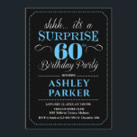 Convite Surpresa 60ª Festa de aniversário - Azul Preto<br><div class="desc">Surpresa 60º Convite de aniversário. Design simples em preto,  azul claro e branco. Apresenta uma fonte elegante de script. Celebração surpresa para homem ou mulher. Pode ser personalizado em qualquer idade!</div>