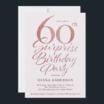 Convite Surpresa 60ª Festa de aniversário Dourada<br><div class="desc">Surpreenda o 60º convite de aniversário em ouro rosa</div>