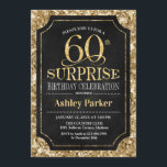 Convite Surpresa 60ª Festa de aniversário - Dourado Preto<br><div class="desc">Surpresa 60º Convite à Celebração de Aniversário. Design elegante em preto e brilhante padrão de ouro. Apresenta uma fonte elegante de script. Envie-me uma mensagem se precisar de mais personalização.</div>
